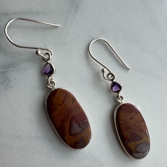 NWOT Sundance Russet Twilight Earrings Amethyst Noreena Jasper